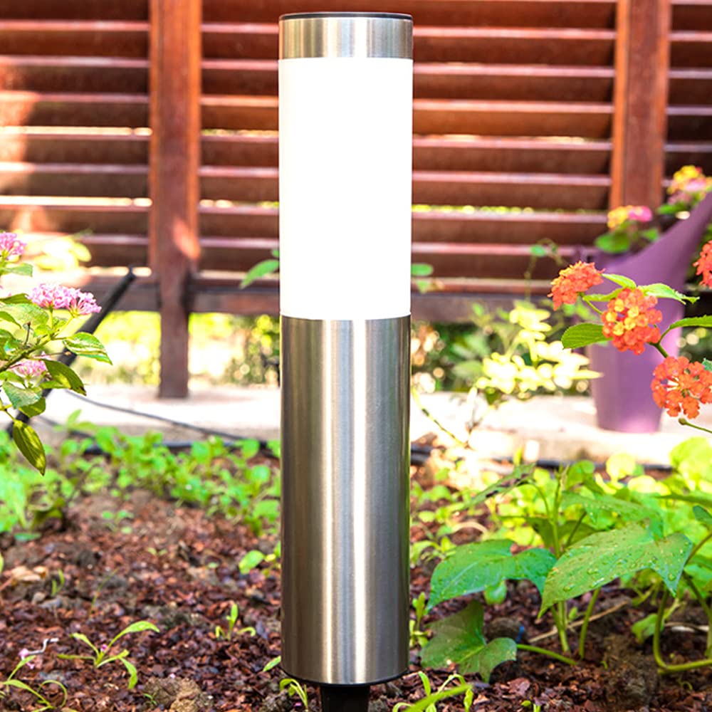 4 szt. Solarna lampa słupowa zewnętrzna lampa ogrodowa ścieżka trawnik lampa drogowa zewnętrzna lampa słupowa ze stali nierdzewnej ogrodzenie słupek lampa kolumnowa oświetlenie ścieżki wodoodporne ośw