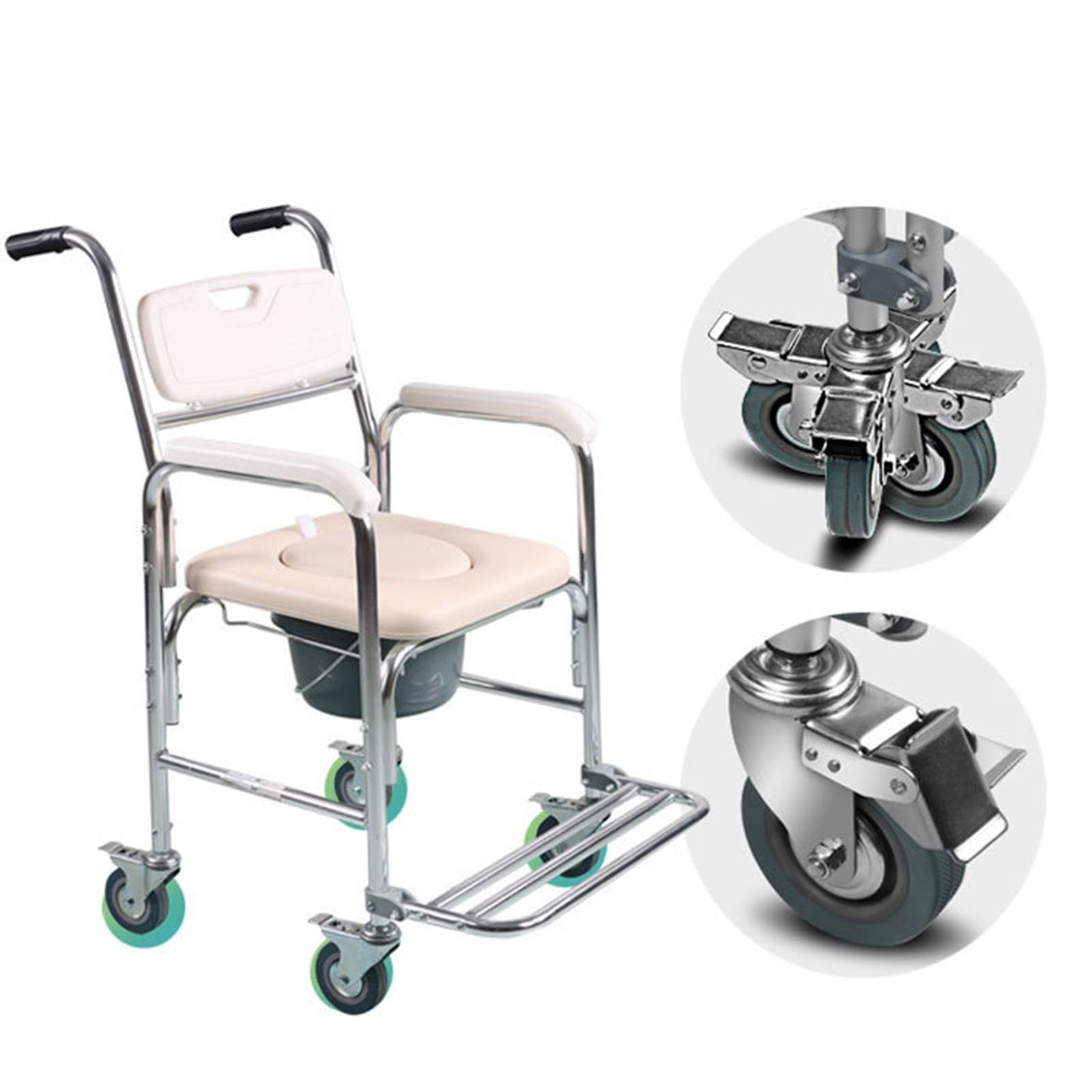 OasisSpace Folding Shower Commode Wheelchair 300lbs Beside, 59 OFF