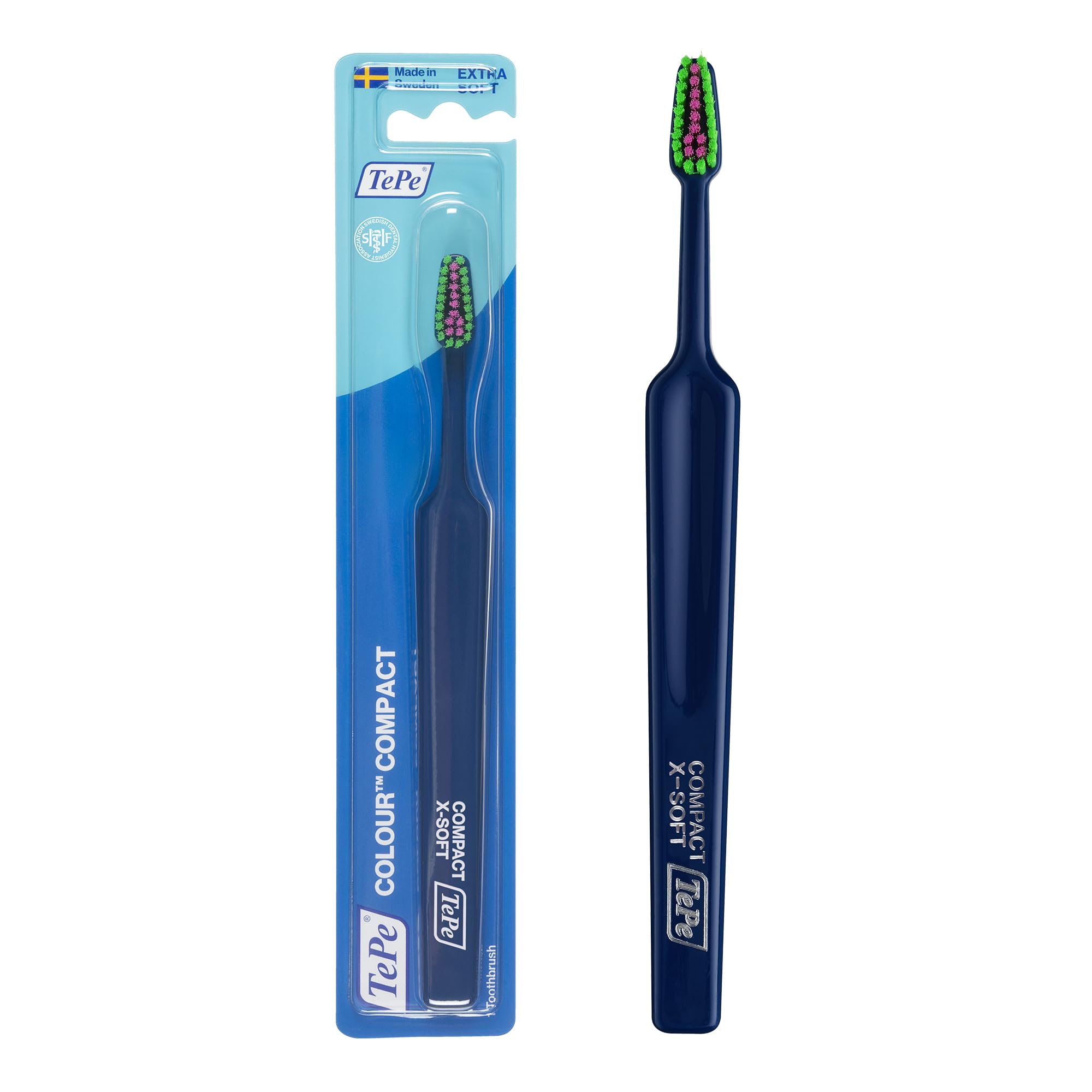 TePe Colour Compact Toothbrush, Extra Soft, Dark Blue, 1pc
