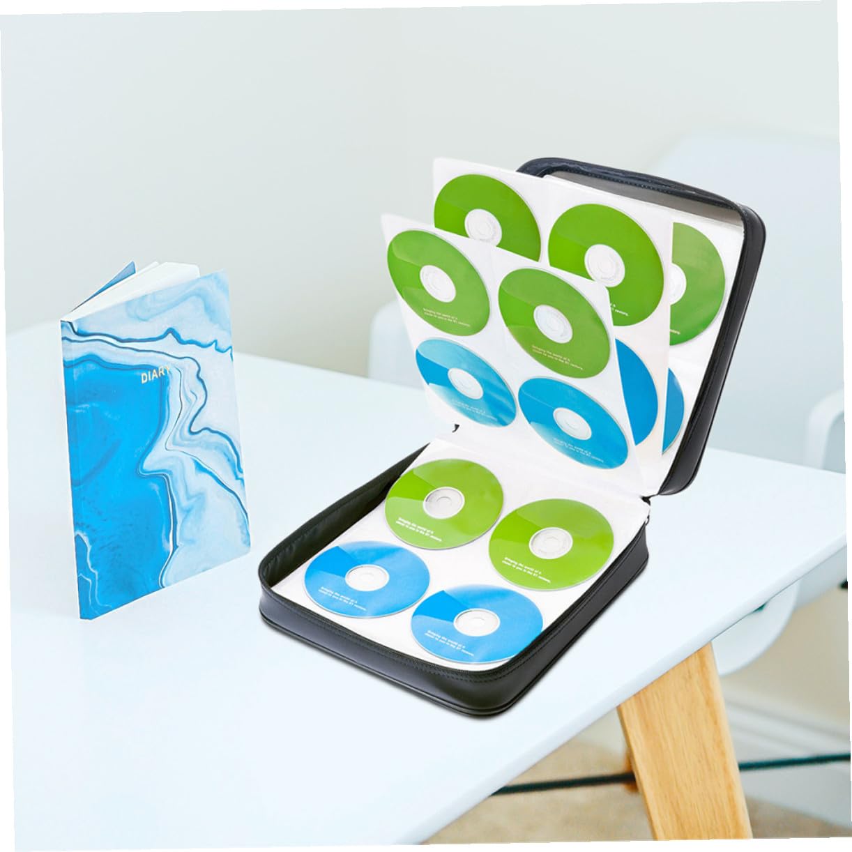 Custodia Porta CD e Dvd 160 Slot Nera Cerniera Scorrevole, Organizer Multimediale Resistente a Polvere e Umidità per Casa, Auto e Viaggi