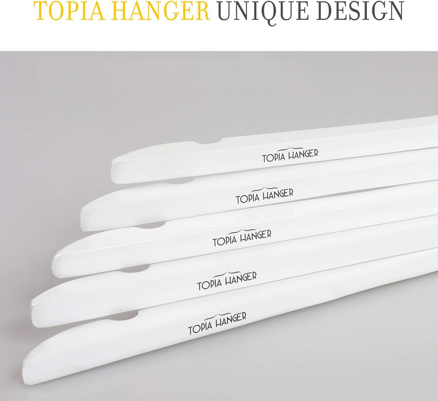 TOPIA HANGER CT21W - Paquete de 18 Perchas de Madera para Vestidos de Novia, Perchas de Madera Blanca con Gancho Blanco Giratorio de 360°, Muescas de Corte Extra Suave