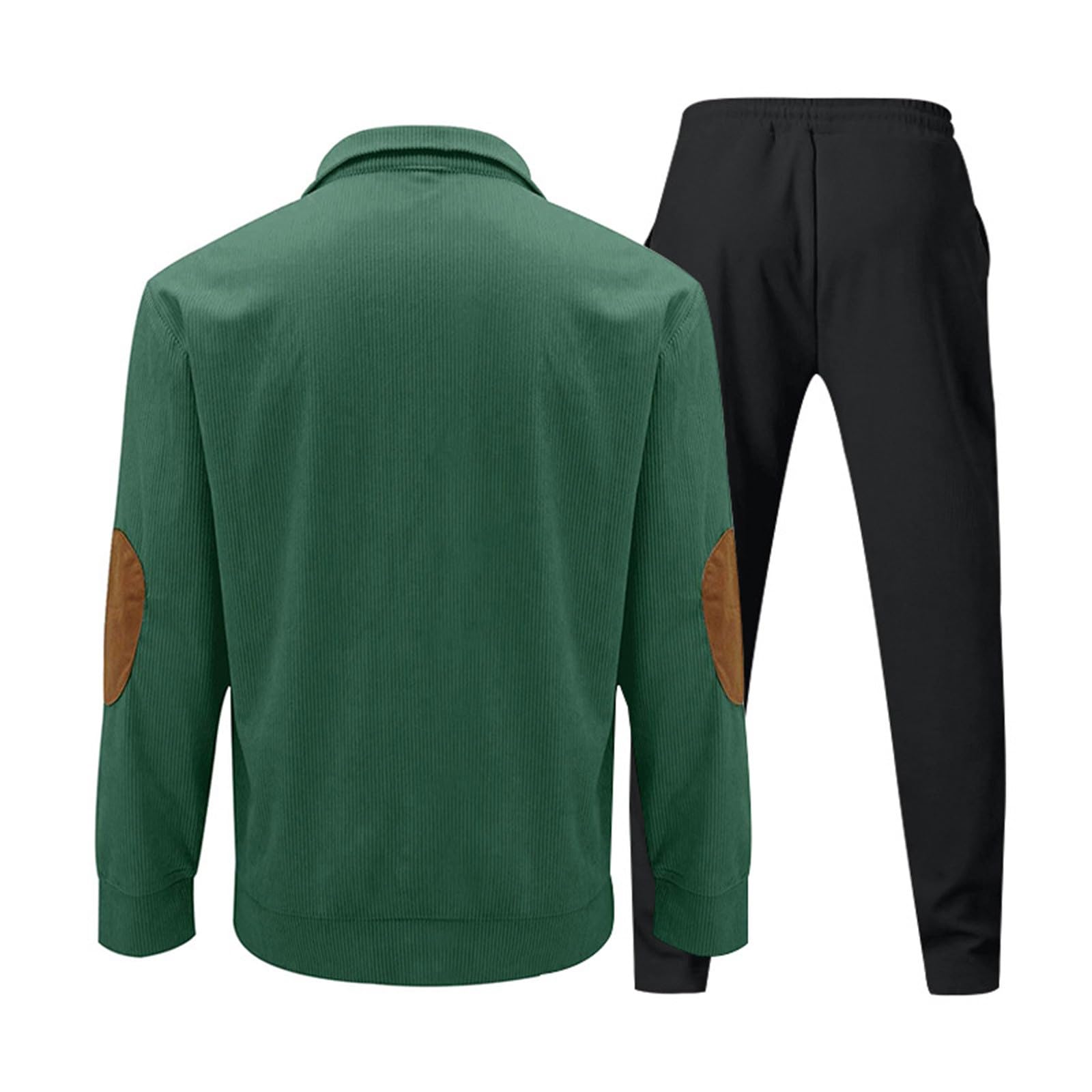 Conjunto de chándal de pana para hombre, 2 piezas, sudaderas y pantalones | Conjunto deportivo de gimnasio con cuello alto y botones para correr, a la moda