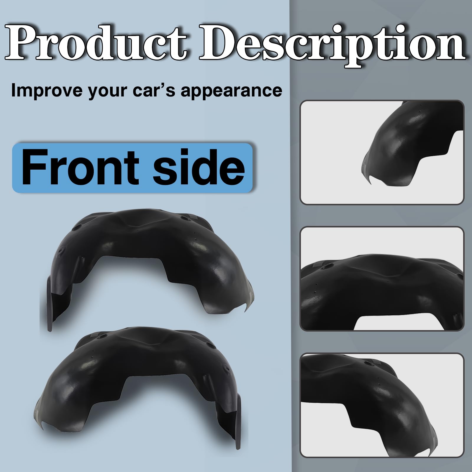 Pair Of Front Fender Liners For 2007-2013 Chevy Silverado 1500 - Direct Fit Replacement (Left & Right)