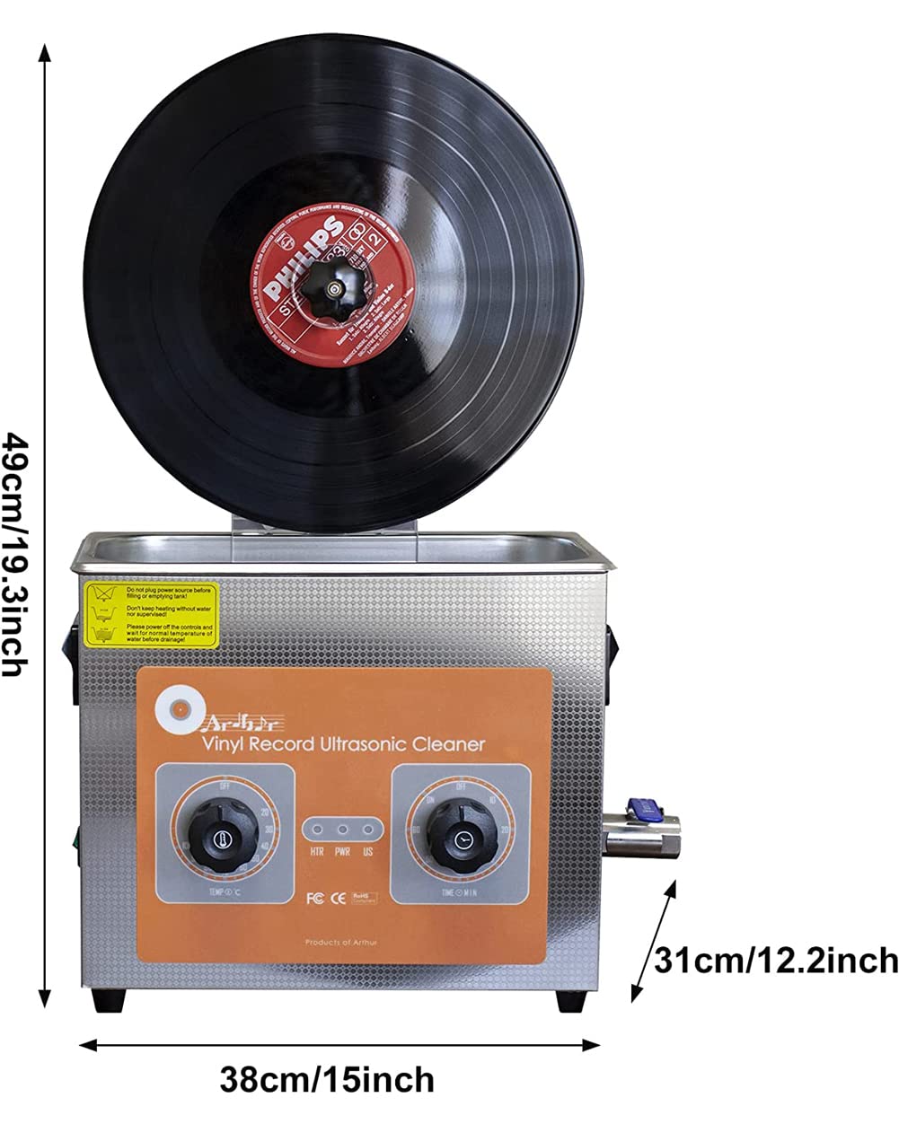 Pulitore ad ultrasuoni per dischi in vinile da 4 litri, lavadischi da 12 pollici, stendibiancheria per dischi ad ultrasuoni da 140 W, macchina per la pulizia dei dischi in vinile Timer 1-60 minuti