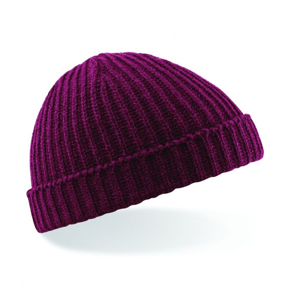Beechfield Unisex Burgundy Retro Trawler Winter Beanie Hat, - One Size