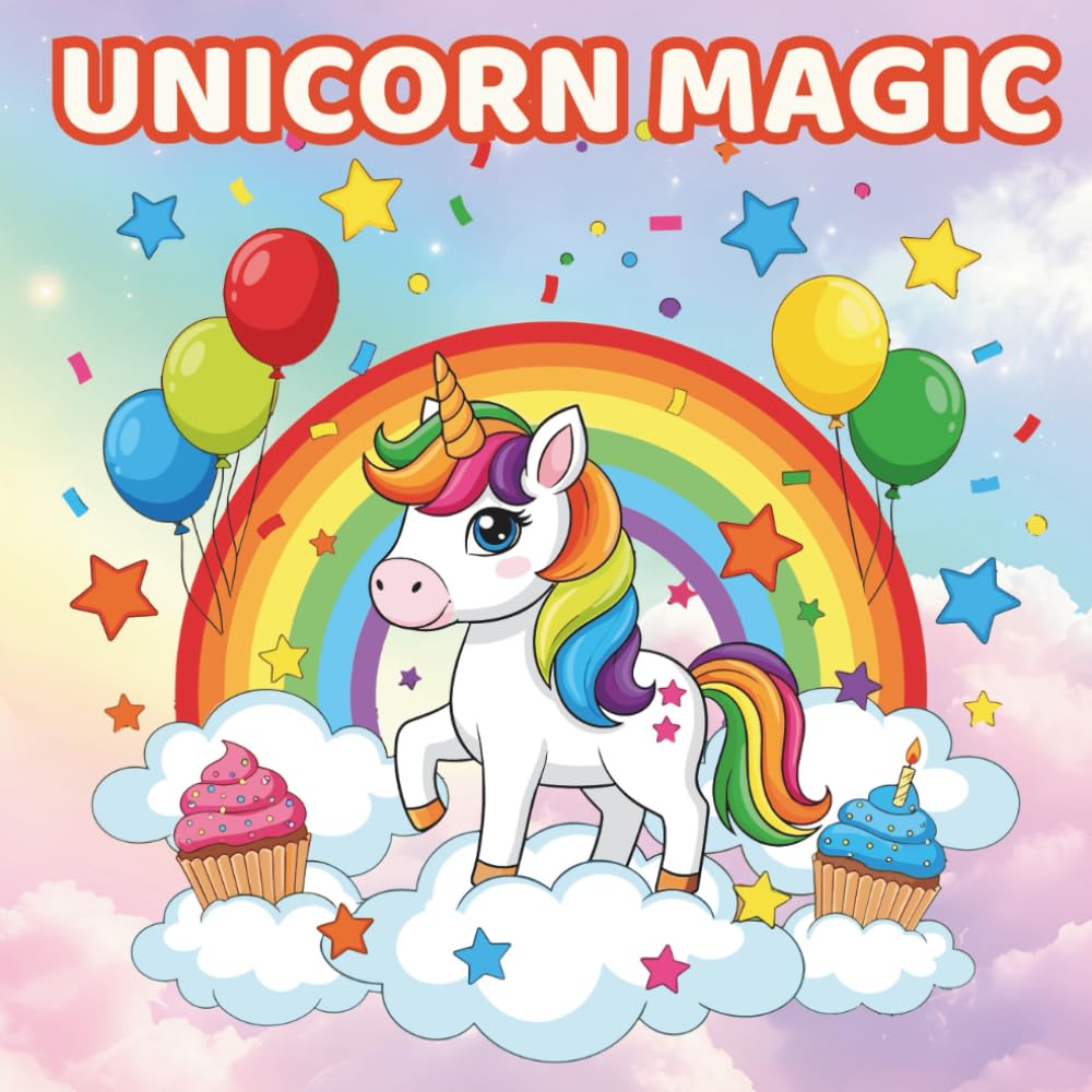 Unicorn Magic Coloring Book: 50 Magical and Cute Illustrations of Unicorns, Rainbows, Castles, and Princesses - A Fairy Tale Activity for Kids Ages 4-8