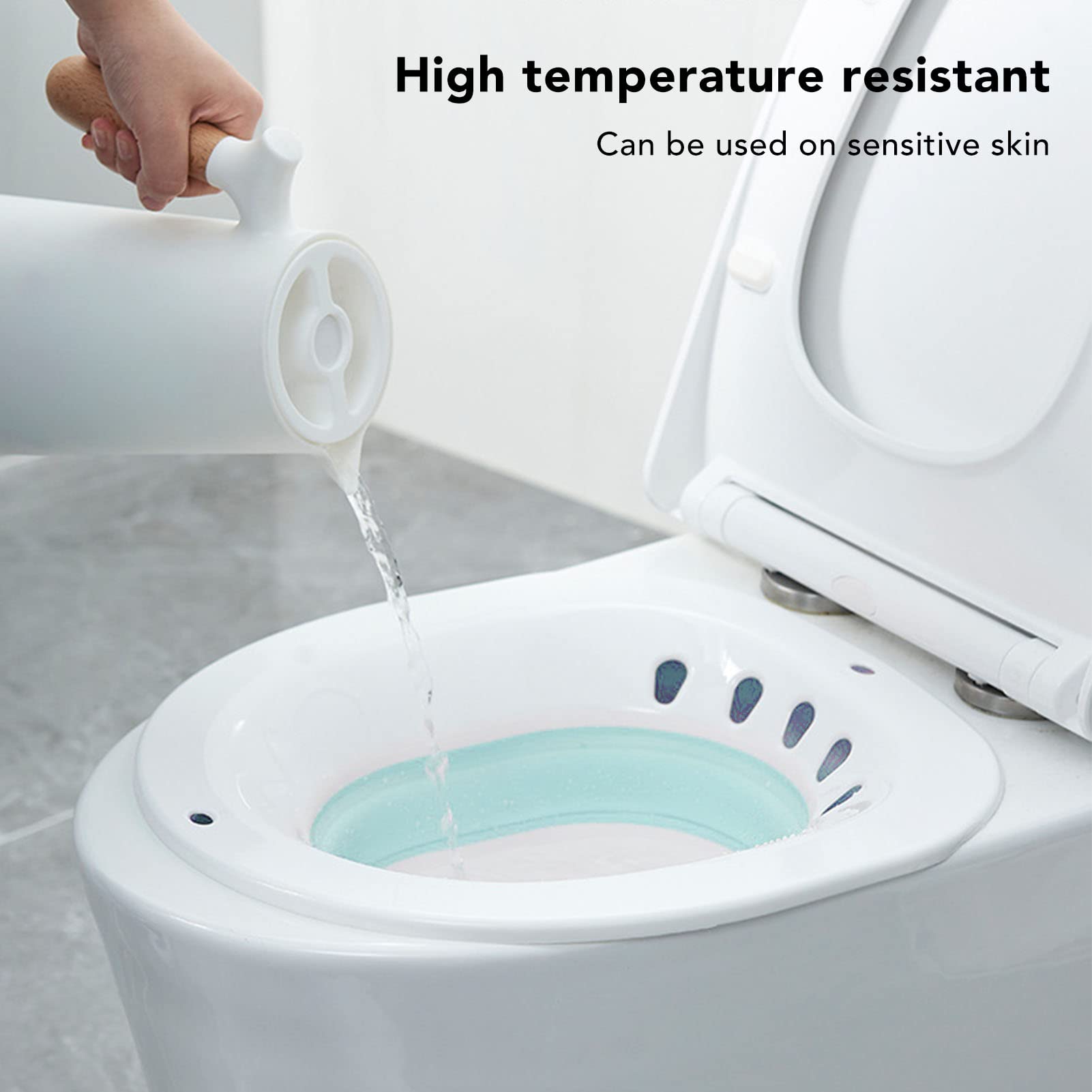 Sitz Bath per Sedile del Water, WC Dopo il Parto Squat Riduce il Dolore A Prova di Fuoriuscita di Acqua Massaggio Sitz Bath Pieghevole con Sciacquone(Verde)