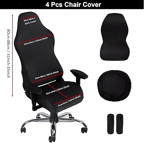 Miniatura 2 de Funda ergonómica para silla de videojuegos, fundas ergonómicas para silla de juegos de computadora, fundas elásticas de poliéster, 4 unidades, con