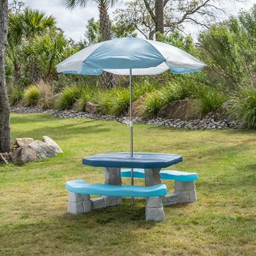Step2 Sun and Fun Picnic Table with Umbrella for Kids, Outdoor Table and Bench Set, Seats 4, Ages 3+ Years - image 2