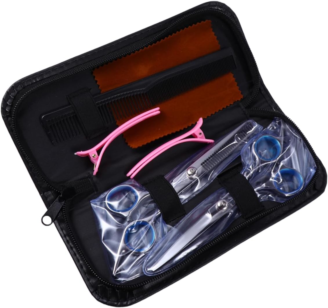 7pcs Professional Hair Cutting Scissors Set Durable Haircut Tools for Home Salon Use Includes Thinning Shears Comb Pouch and Clips Men Women Pets