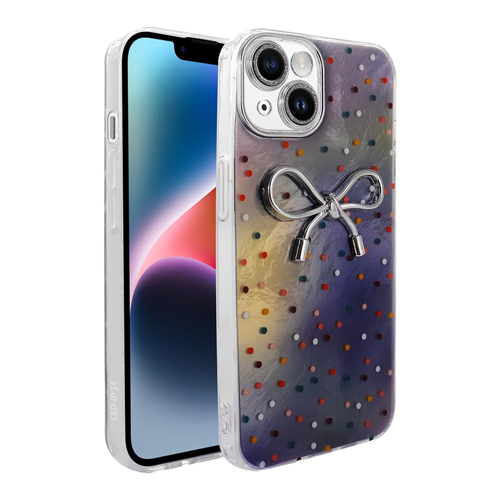 Zore Apple için uyumlu iPhone 15 Kılıf Kamera Korumalı Figürlü Zore Ponti Silikon Kapak Lila