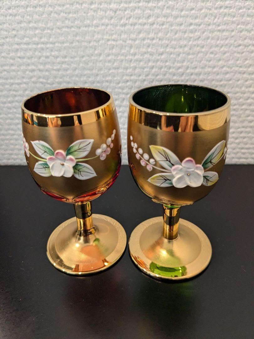 Amazon.co.jp: ベネチアングラス 2点 ワイングラス ペアグラス