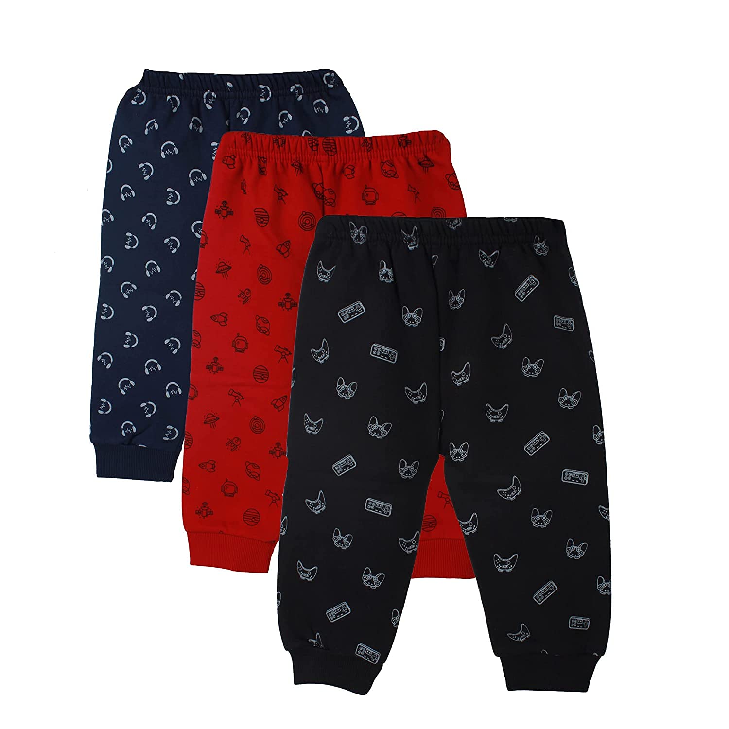neha enterprises HITISHA Baby Boys and Girls Unisex Woolen Winter Warm Lower Track Pant Regular Fit Inside Fleece Legging Pajama Pack of 3 (6-7 YEARS, 3006 RED)