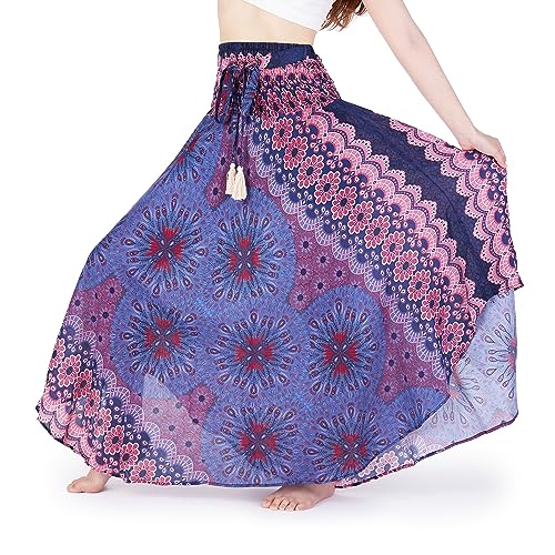 Catálogo de Ropa de Hípica para Mujer que puedes comprar esta semana. 46 Lannaclothesdesign - Falda larga para mujer, estilo hippie, estilo bohemio, Mandala azul oscuro, L-XL