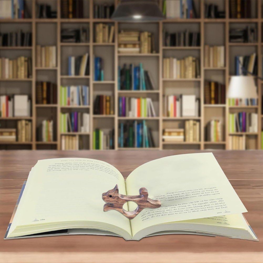 Soporte Para Página De Pulgar De Perro, De Madera De Nogal, Anillo De