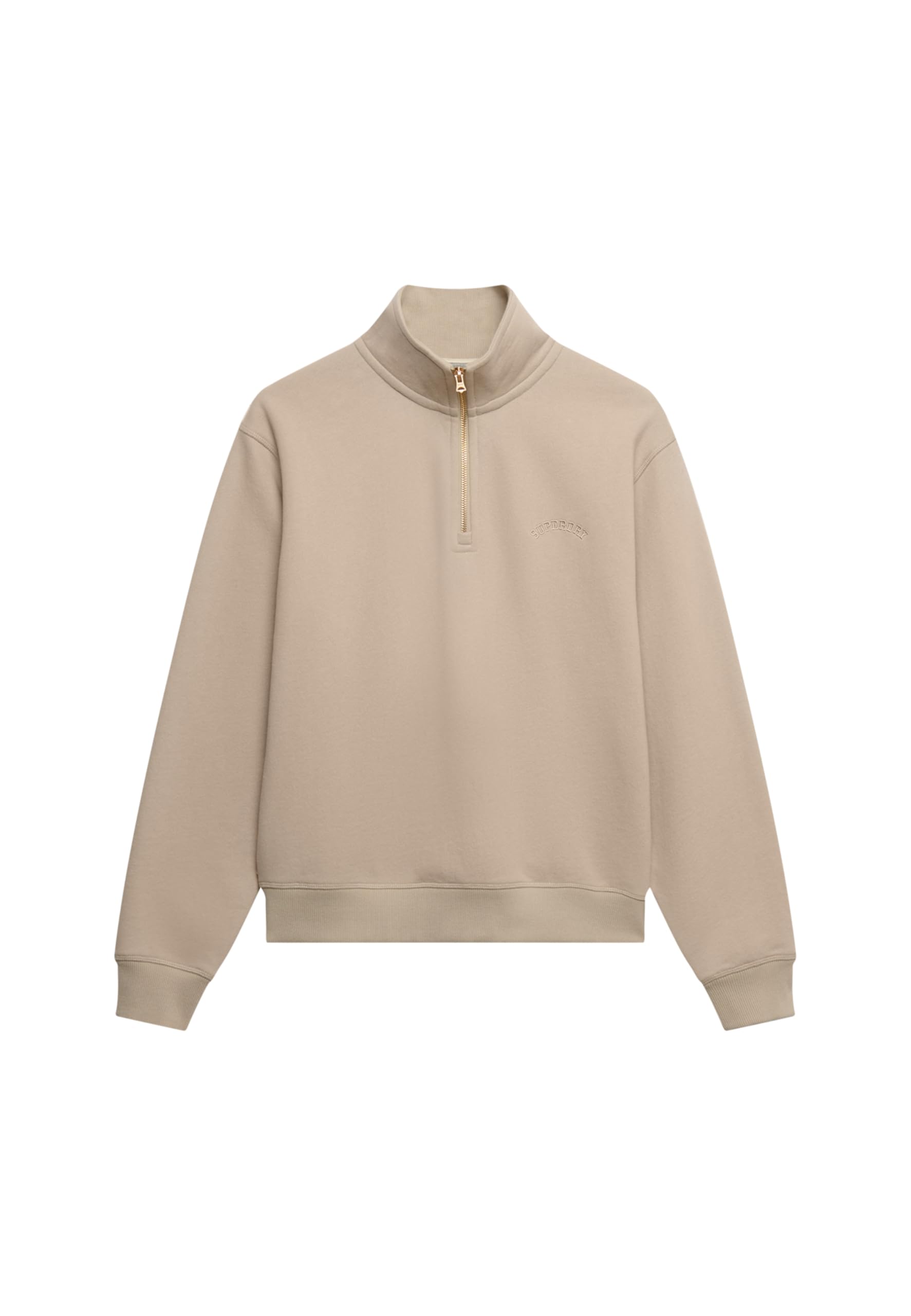 Superdry Women's Feather Grey Essential Logo Emb Half Zip Sweater, 10