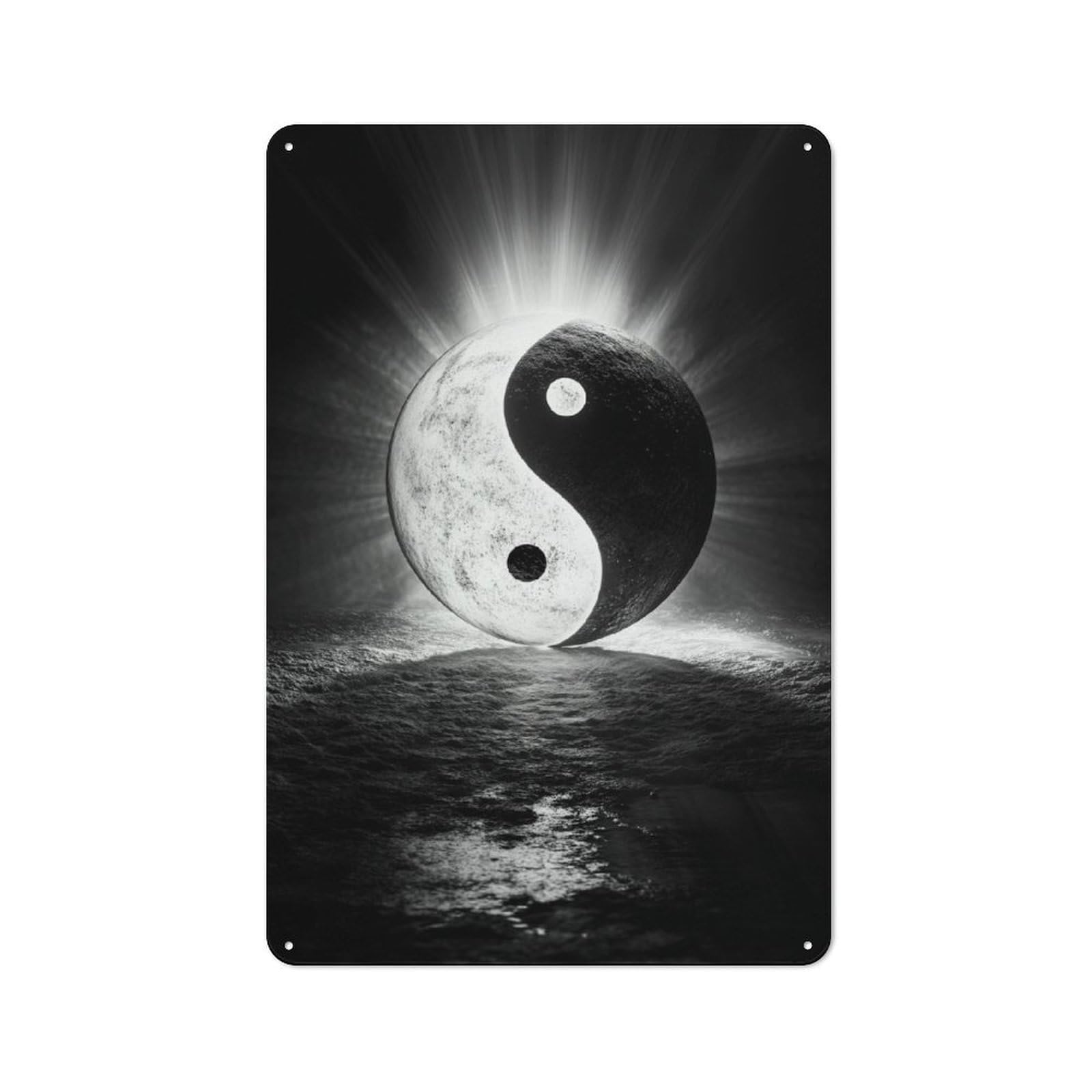 Junmoney Sacred Yin And Yang Tin Wall Plaque 30X20cm With For Hobby Room Or Studio, For Home Interiors, Feature Walls And Decorative Displays