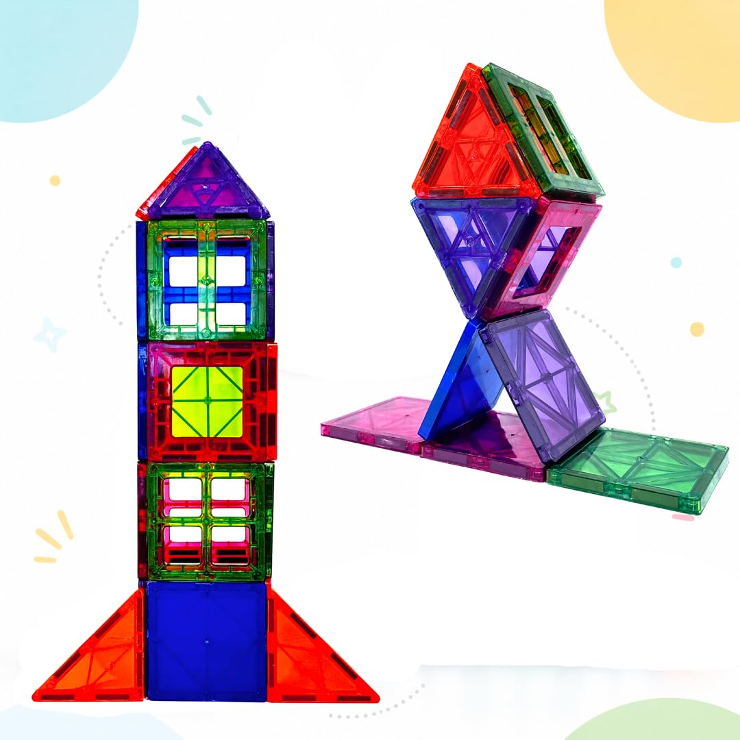 Amazon Brand - Jam & Honey Magnetic Tiles –26 Pcs Set | Multicolor Tiles/STEAM Learning Toy for Creative Construction | Educational Fun for Kids 3+ | Next-Gen Building Blocks Toy-picture-10