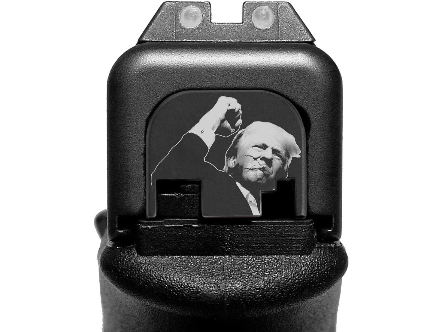 NDZ Performance Limited Edition Trump Slide Cover Back Plate for Glock Gen 1-4 17 19 20 22 24 26 27 29 30 31 32 34 35 36 37 38 39 40 41 in 9mm 10mm .40 .357 .45. Black Aluminum - Trump Fight!
