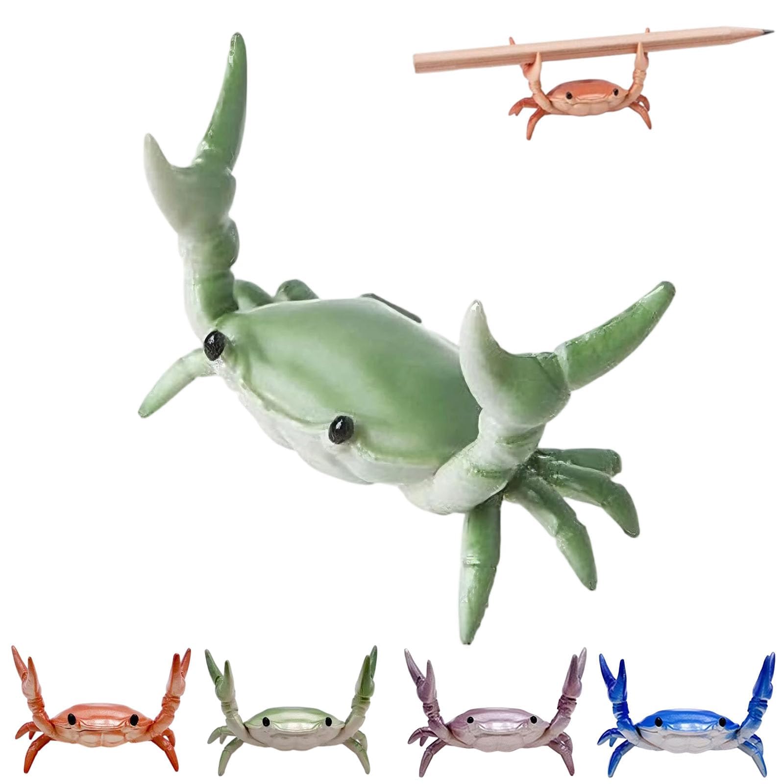 EHOTER Creative Crab Pen Holder Weightlifting Crabs Pen Stand Storage Rack Office Desktop Decoration Pencil Holders Desk Supplies Holders and Dispensers Desk Accessories (Green)
