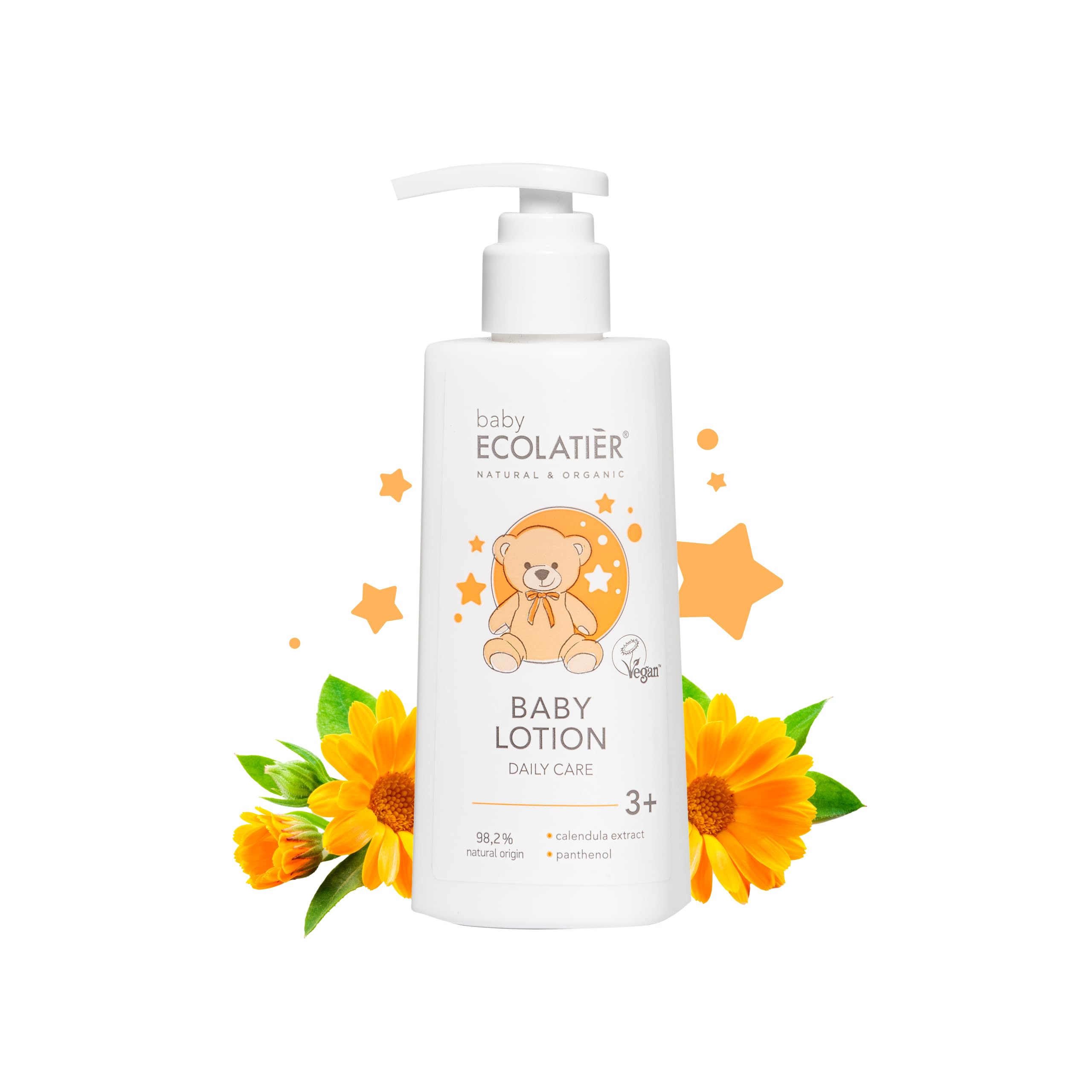 Kids Lotion Daily Care 3+ with Calendula & Panthenol – Gentle Baby Moisturizer for Sensitive Skin, Soothing & Hydrating, Vegan, Hypoallergenic, 8.5 Fl Oz - ECOLATIER