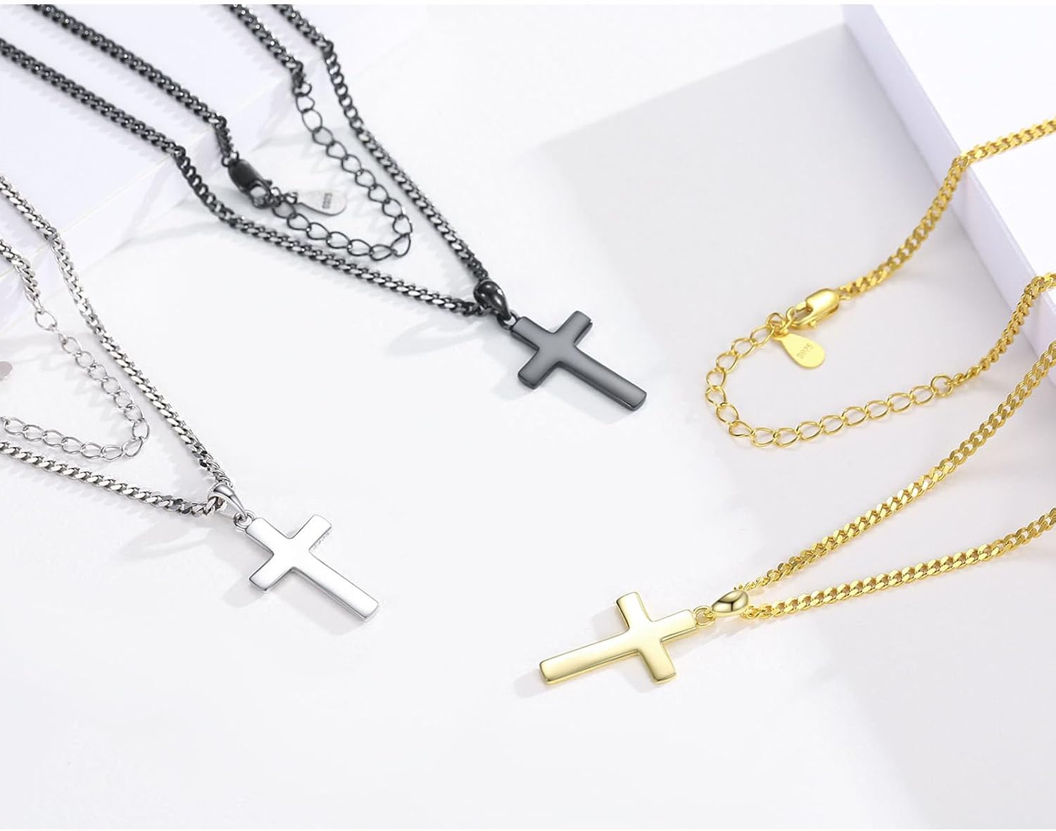 925 Sterling Silver Small Cross Necklace for Men Women - Image 6