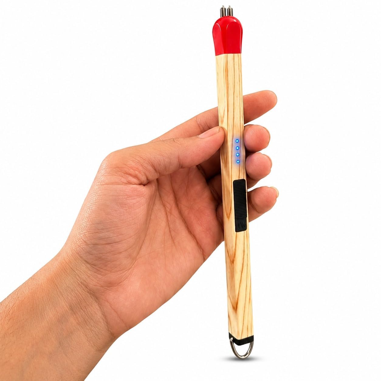 Rechargeable Electric Arc Gas Lighter for Kitchen | Matchstick Shape USB Type-C Charging Lighter | Windproof Flameless Plasma Igniter with Battery Indicator | Safe Hidden Switch | Red-image-9
