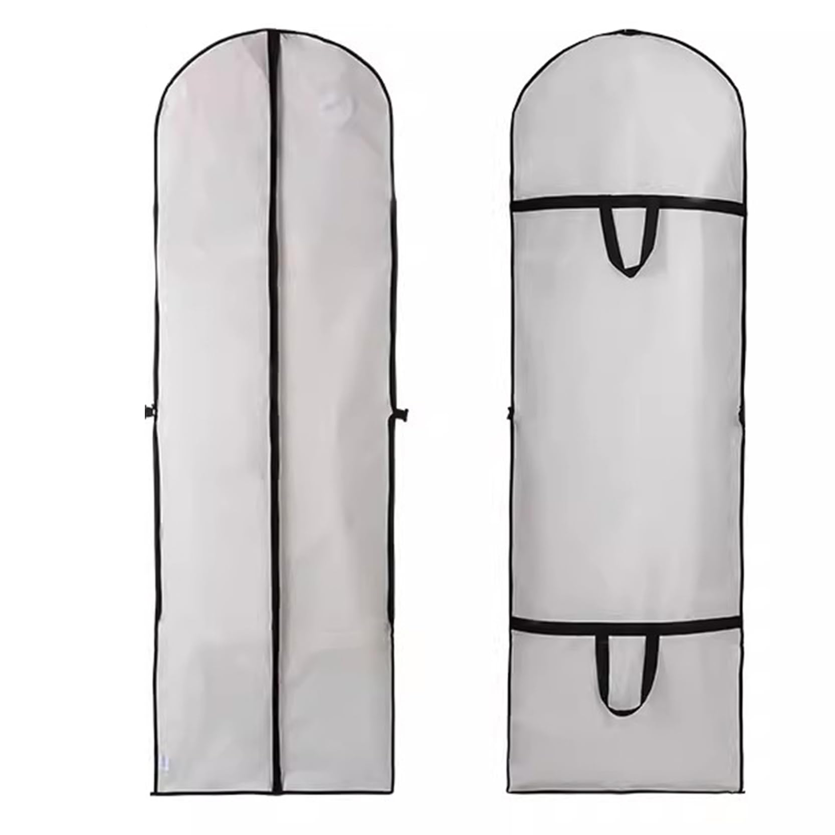 Fundas largas para bolsos de vestir de 70,86 pulgadas, bolsas plegables para vestidos de novia, fundas protectoras para ropa con cremallera, bolsas protectoras con asa de transporte, color blanco