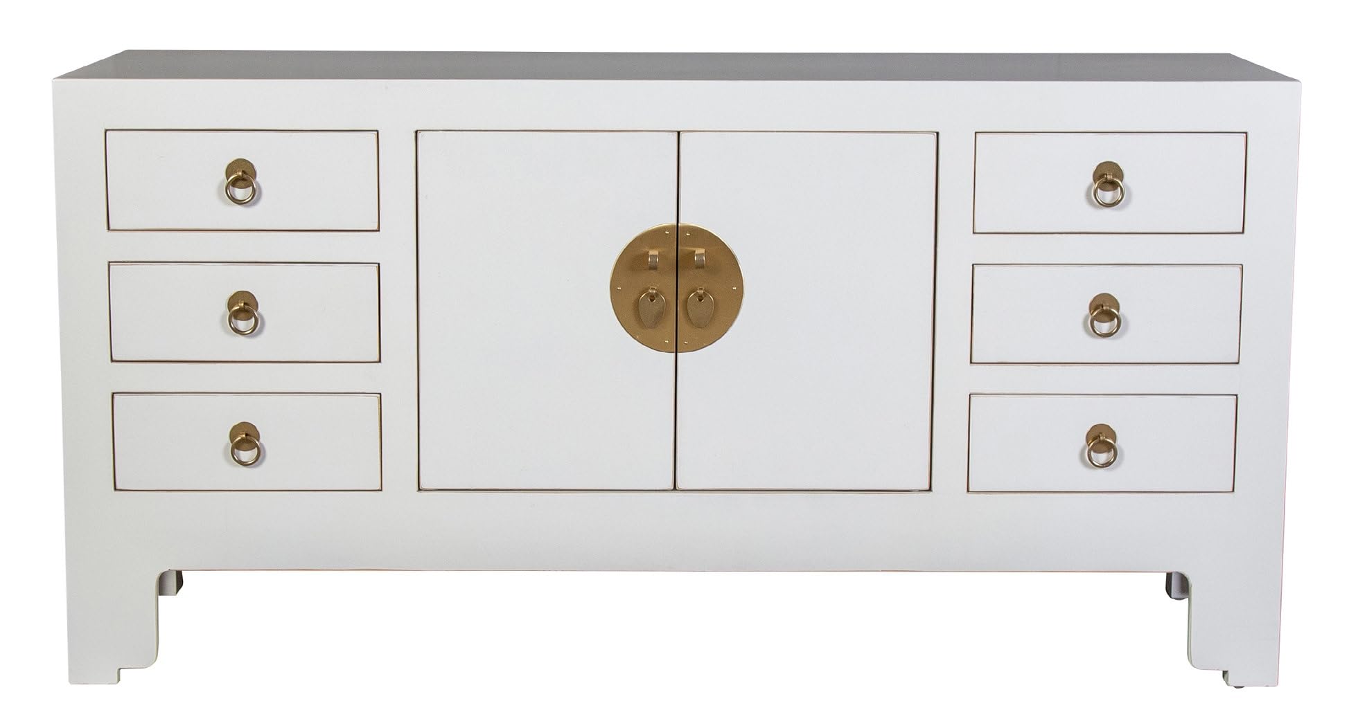 Fine Asianliving Mobile TV Cinese Bianco Neve - Orientique Collezione L121xP37xA61cm Chinesischer TV schrank China Oriental Asiatique Fernsehschrank TV Regal TV Tisch TV Möbel TV Board