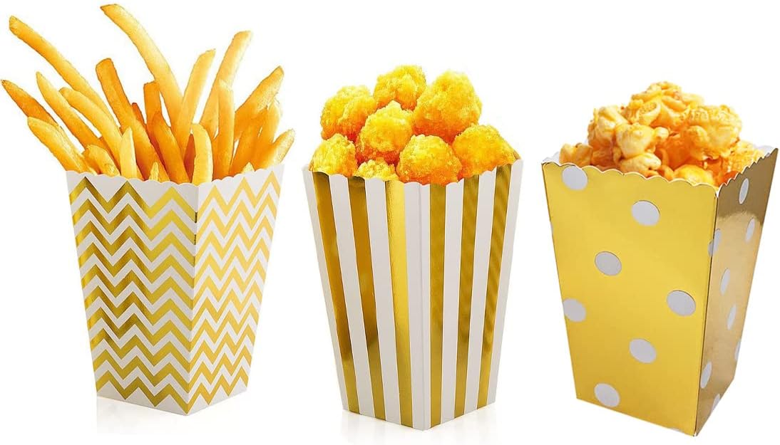 Popcorn Boxes 36 PCS Gold Popcorn Cups Popcorn Holder Popcorn Bowls