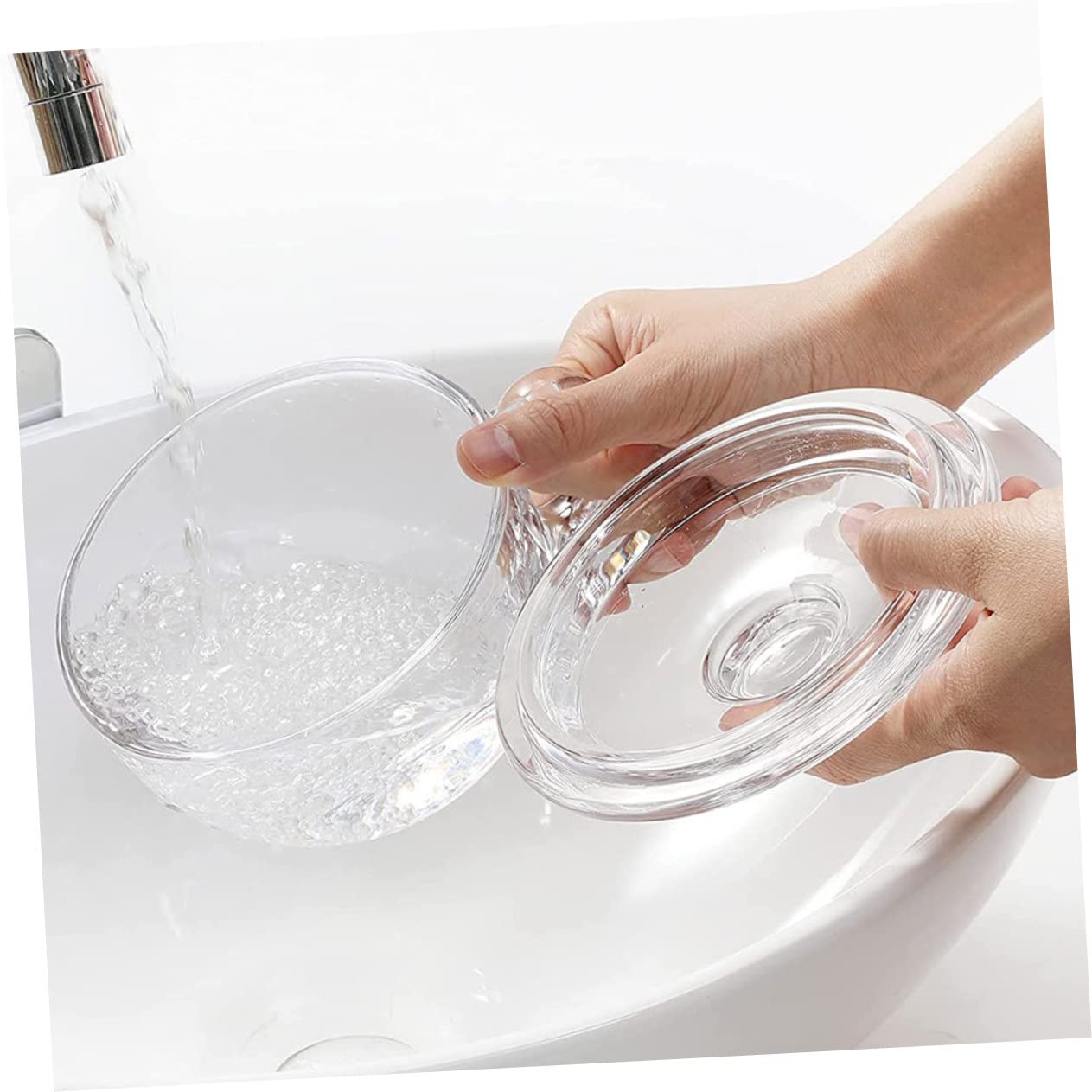 DECHOUS Tazón de Vidrio con Tapa y Asa, 450ml, para Sopa o Desayuno, Mantiene la Comida Limpia, Adecuado para Cocina en Casa