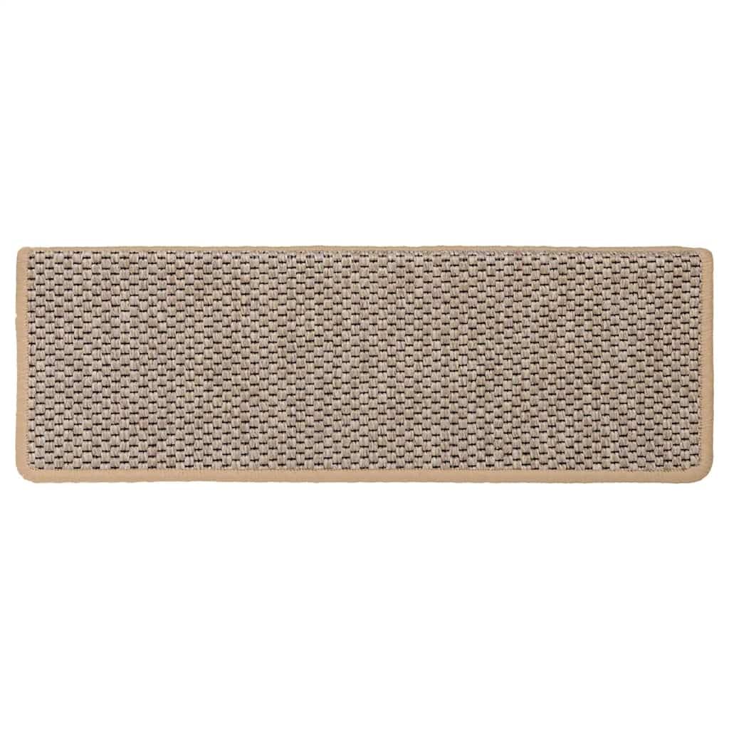 vidaXL Tapis d'Escalier Autocollants 15 pcs, Protections d'Escalier Antidérapantes, Moquettes de Marches Insonorisantes, 65x21x4 cm Beige Clair