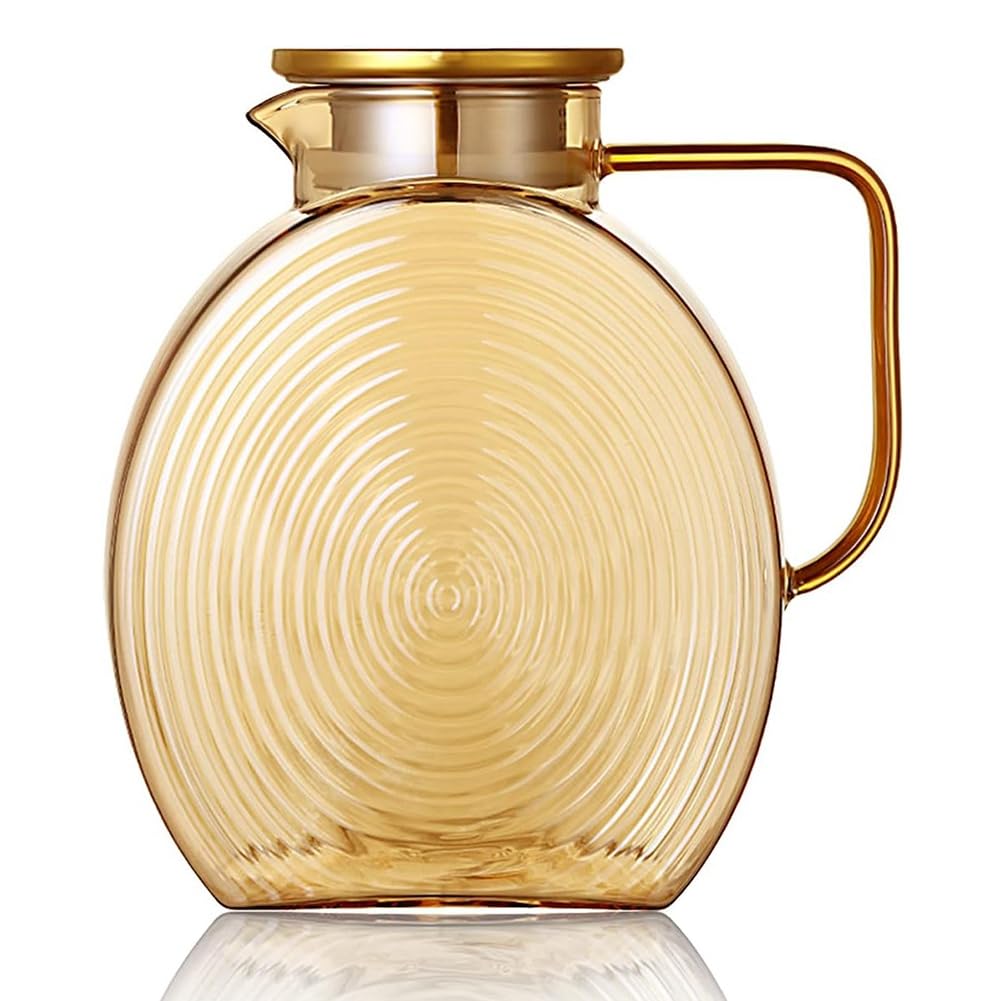 CTRLZS Glass Container for Fridge Door, 2.5l/84oz Large Water Jug Storage Pitcher with Lids& Handle for Lemonade Iced Tea