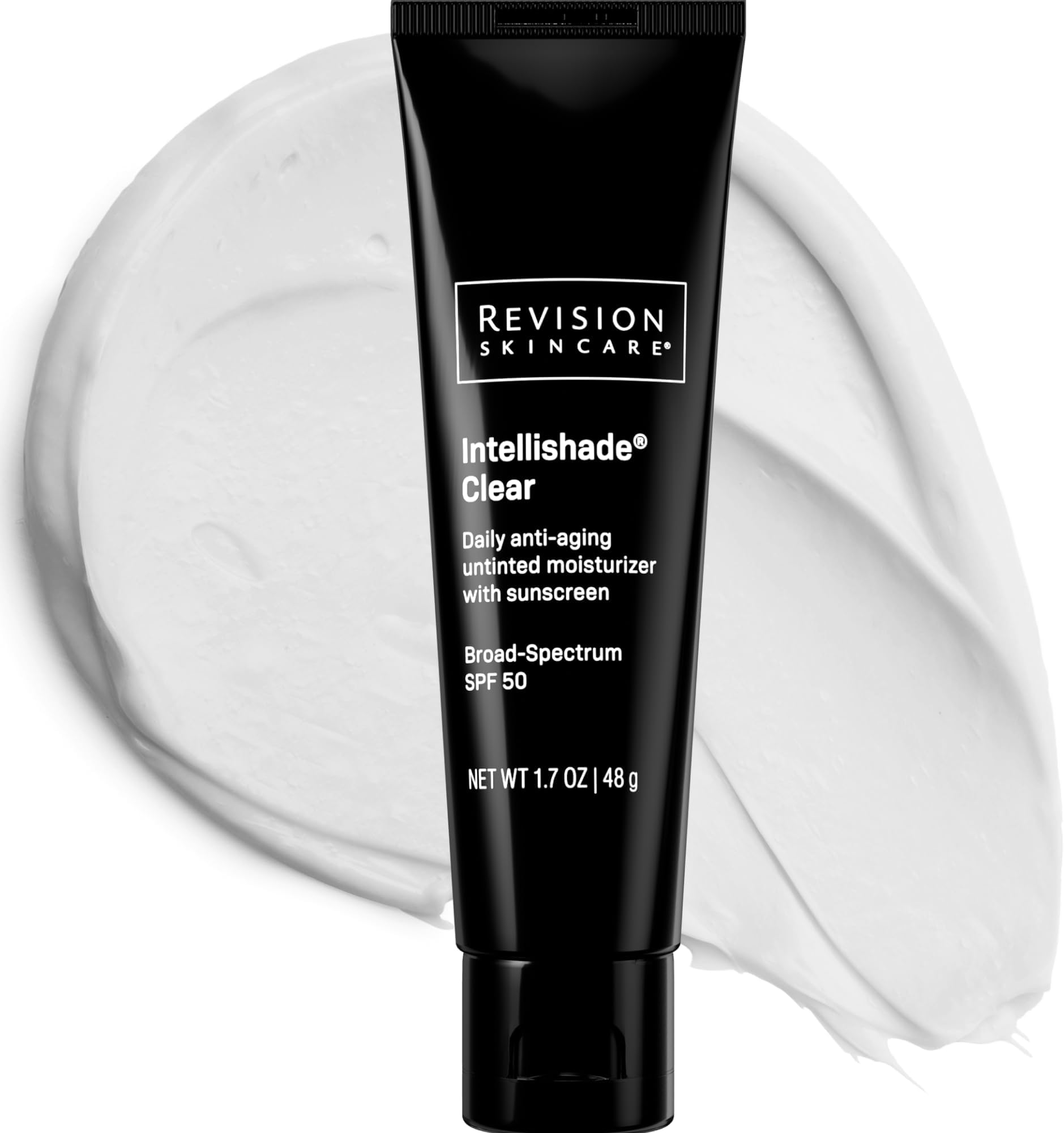 Revision Skincare Intellishade Clear, 4-in-1 daily age-defying untinted moisturizer with sunscreen SPF50, corrects, protects, brightens and hydrates skin with an oil-free, lightweight formula, 1.7 oz