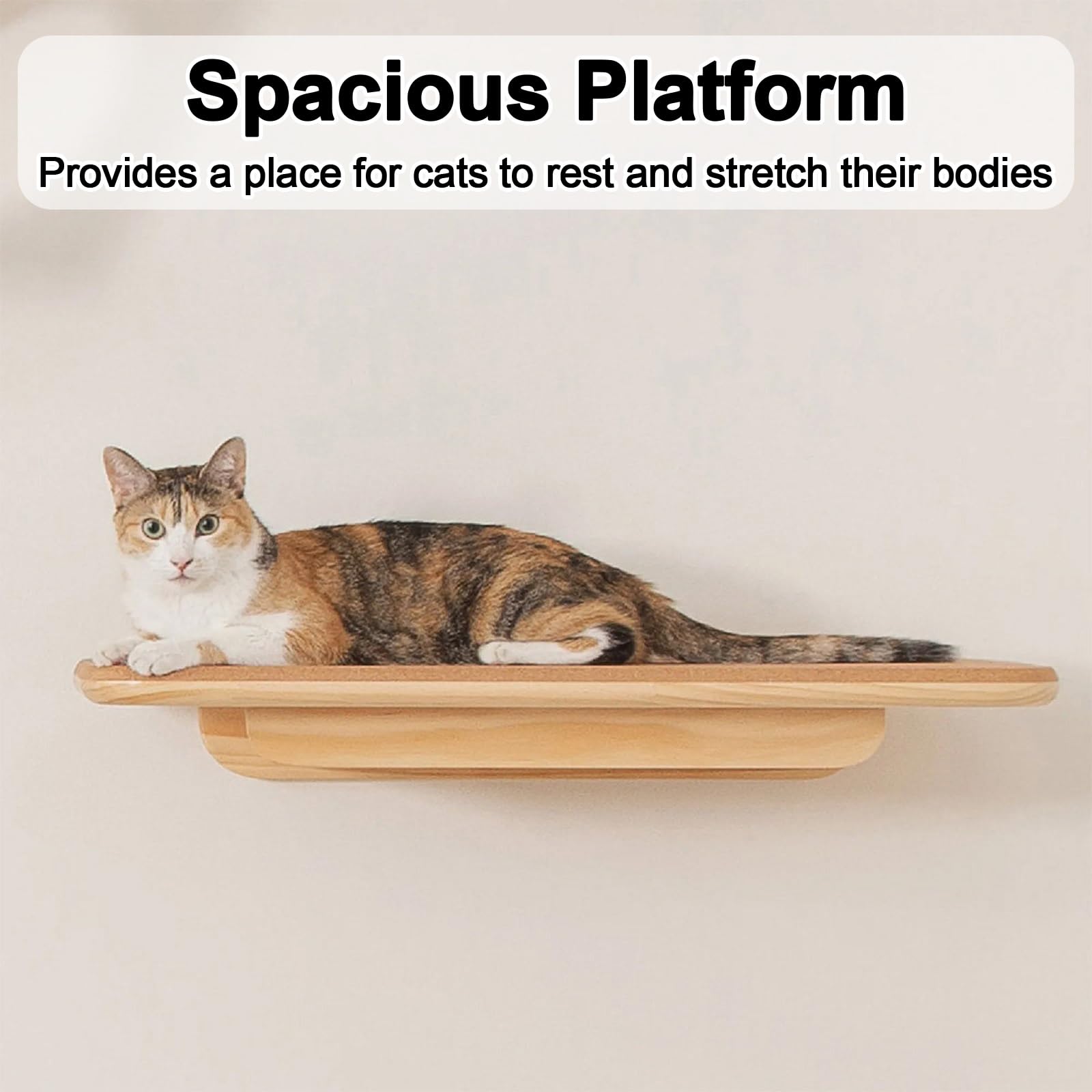 Estantes de Pared para Gatos, Percha de Pared de Madera de Pino de 65 cm, con Capacidad de Peso de 20 Kg para Dormir Y Jugar