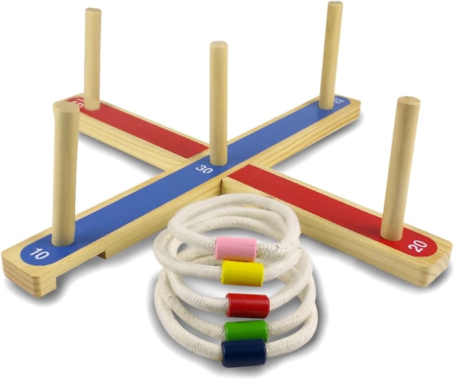 Go Ring Toss Fun 5 pcs Red Blue Rope Ring Toss Set with