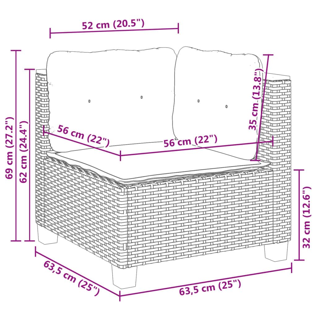 Set Salotto da Giardino 5 pz in Rattan PE con Cuscini Nero | Salotto componibile in polyrattan con morbidi cuscini sfoderabili per arredare con stile terrazzo patio e giardino