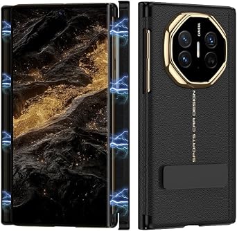 Leather Folding Phone Case for Huawei Mate XTS, Protect Cover with Swivel Stand for Mate XT, Double Magnetic Hinge Black,for Mate XTS