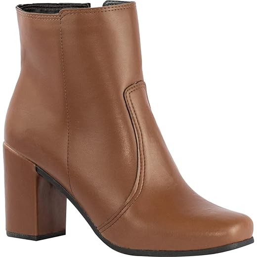 Coturno Salto Alto Grosso Confortável Bota Cano Curto Zíper