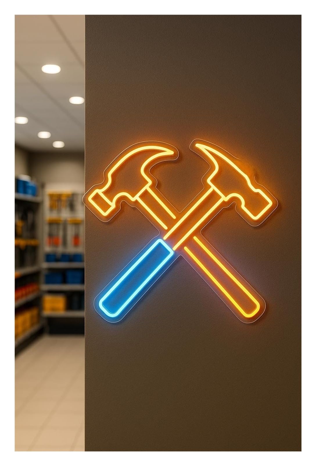 RONGCH Hanging Art Signs Tool Store Neon Sign Hammer Decor for Auto Repair Shop Shop Gameroom Bedroom Party Bar Livingroom 48cm(B)