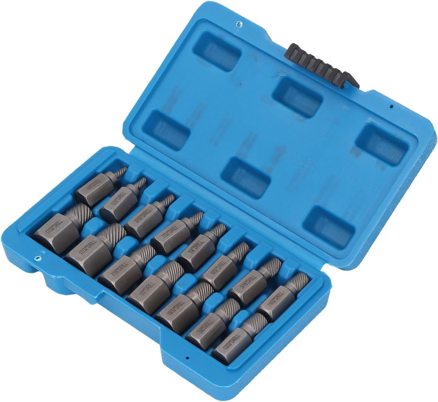15Pcs Cr Mo Steel Screw Extractor Set Hex Head Remover Kit with Plastic , High Visibility Scale, Cr Mo Remover, Left Hand Design, for Quick Identification, Long Lasting
