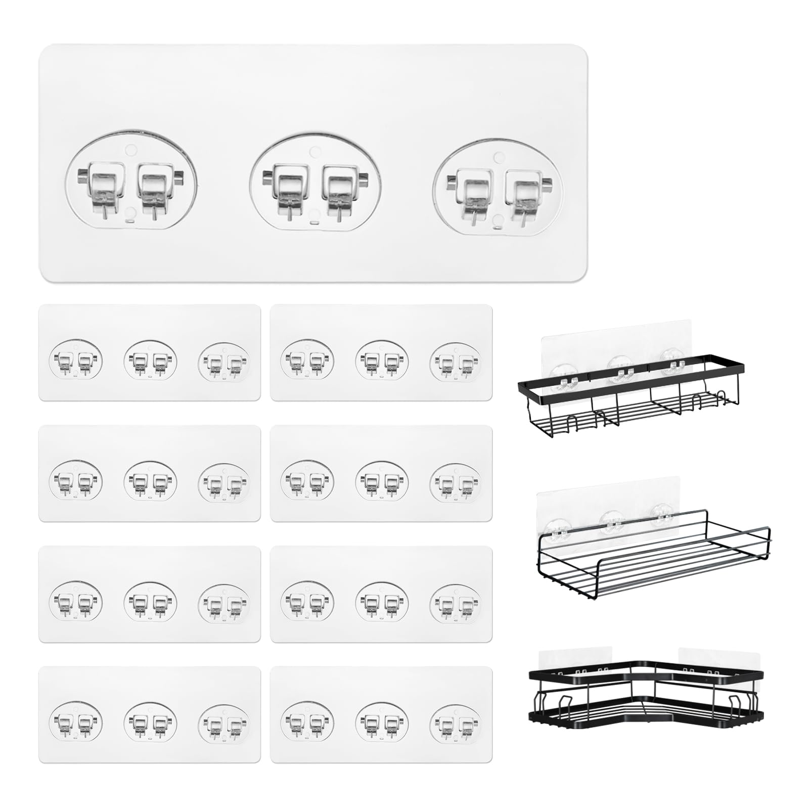 KaiwayInno 8 Pack Shower Caddy Adhesive Replacement, Strong Shower Shelf Adhesive Hooks for Corner Shelf Basket, Bathroom Rack, Kitchen Rack and Soap Holder