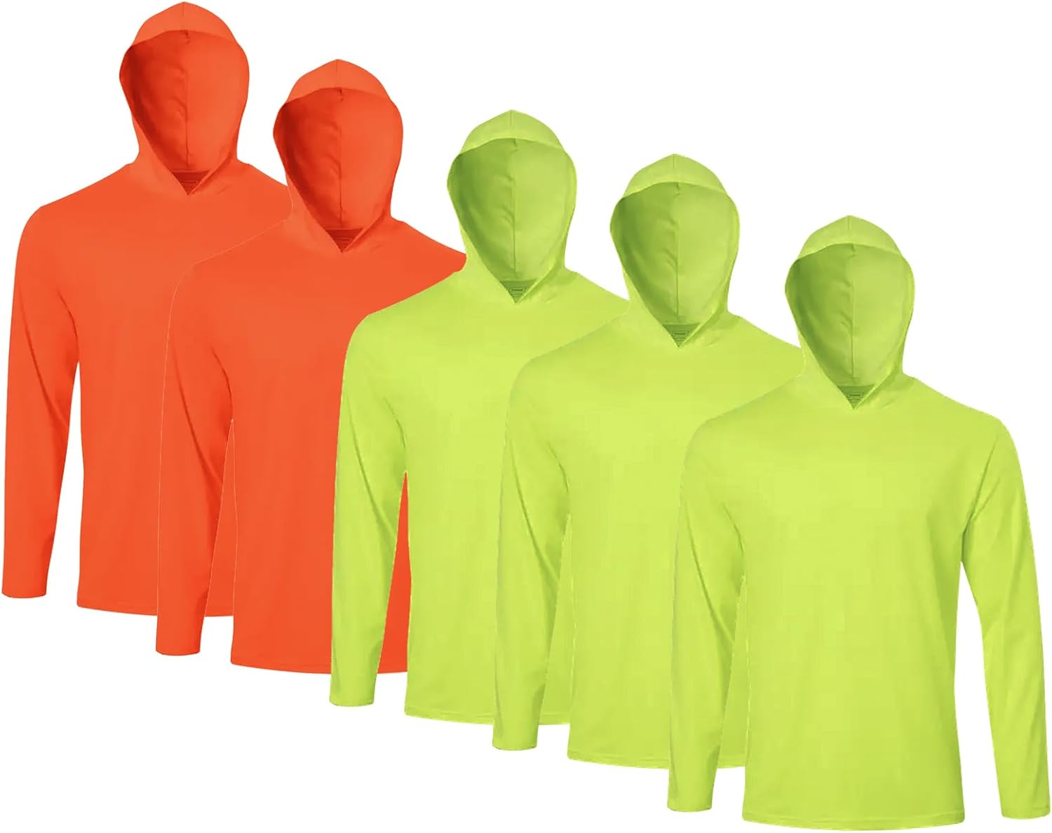 Mens Long Sleeve T Shirts 5 Pack Fishing Work Athletic Sun Protection Tees with Hoodies