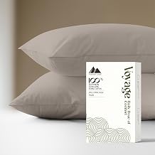 Mayfair Linen Pillow Cases Queen Size - Luxury 600 Series Egyptian Cotton Pillow Cases Queen Size Set of 2 Taupe, Soft, Cooling & Breathable Sateen Weave Hotel Pillowcovers - Voyage Collection