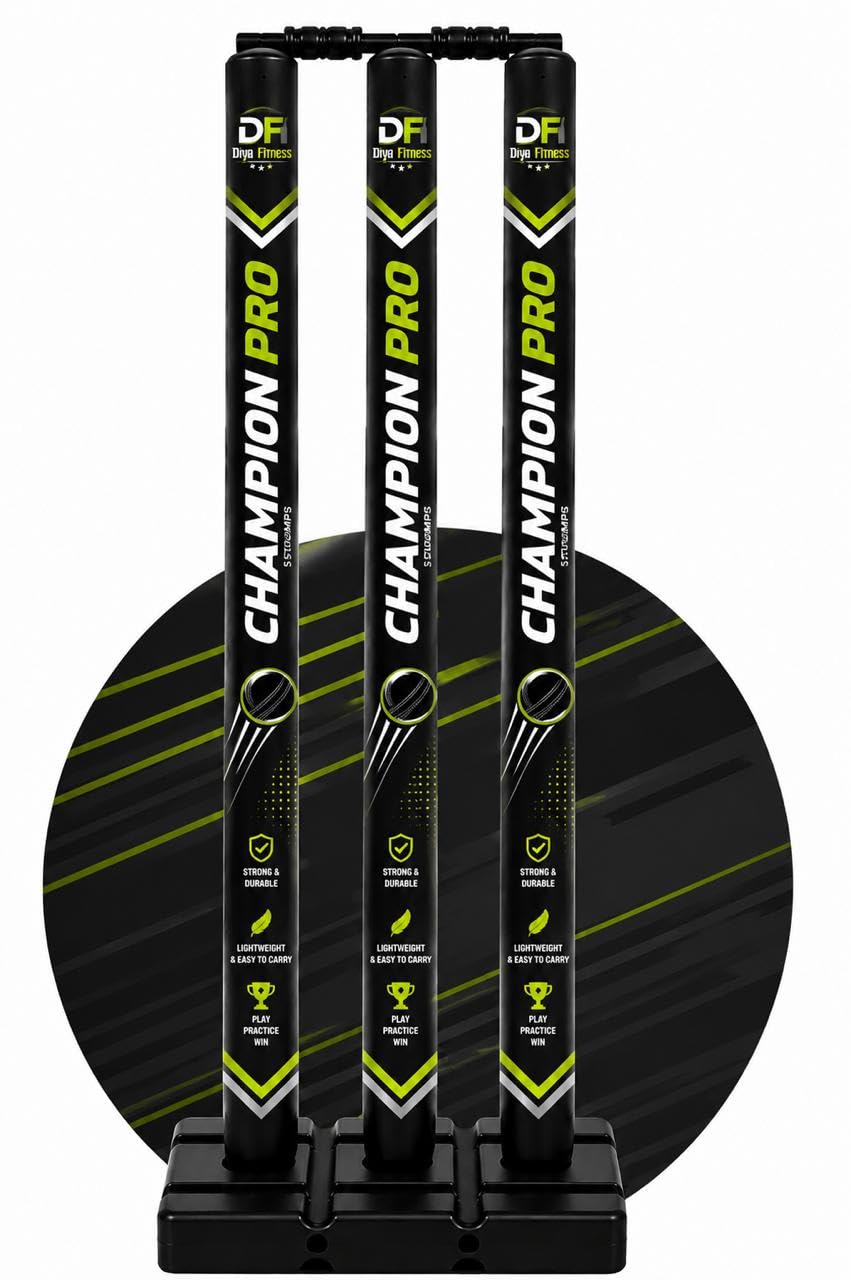 Champion Pro Cricket Stumps Set with Base | Strong & Durable, Lightweight Design, Easy to Carry, Practice & Play, 3 Stumps Included-image-28