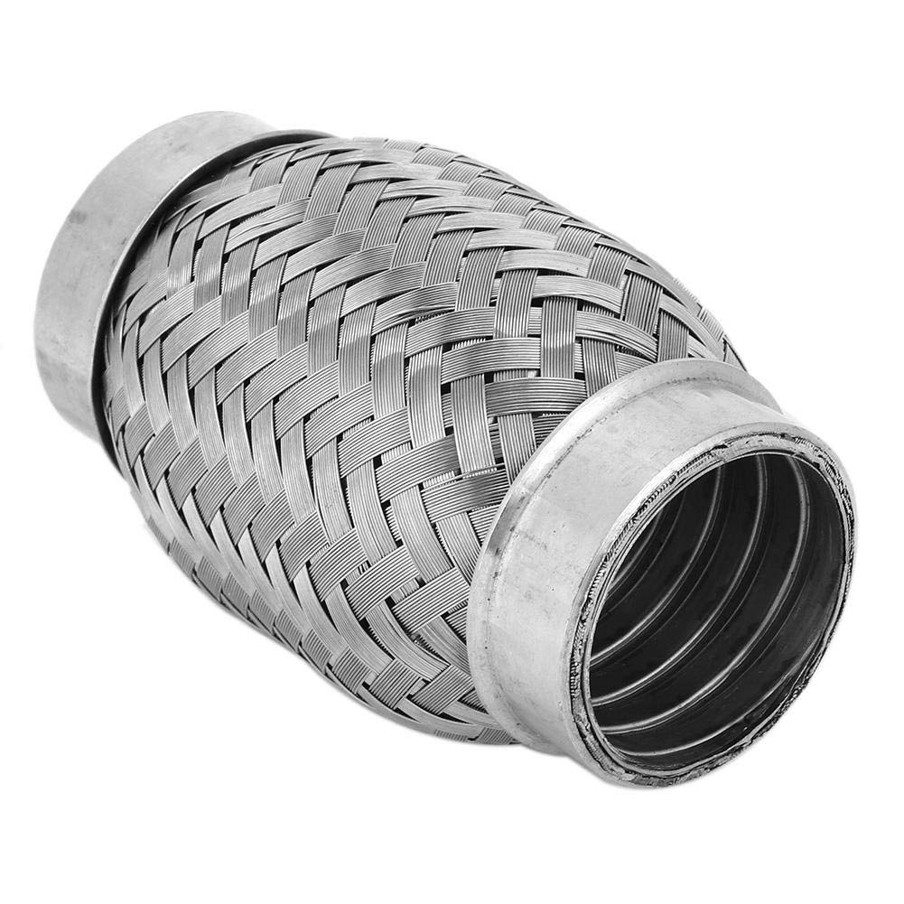 Qiilu Tubo de Escape Flexible de 1.5 x 4 Pulgadas, Tubo Flexible de Escape de Acero Inoxidable Tubo Corrugado Interno Trenzado Doble