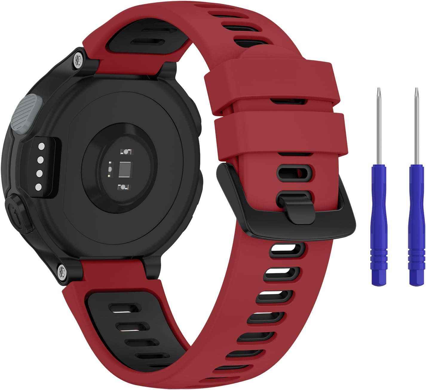 AK Silicone Watch Band Compatible with Forerunner 735XT / 235/235 Lite Soft Replacement Strap with Metal Buckle for 735xt/220/230/235/620/630