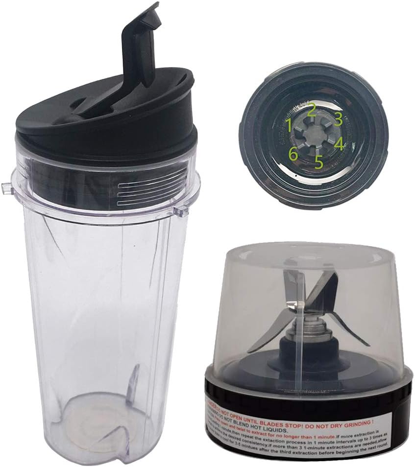 Replacement Parts of Replacement Plastic Bottom Blade Assembly with 16 ozcup and cup lid for Nutri Ninja for BL660 & BL740