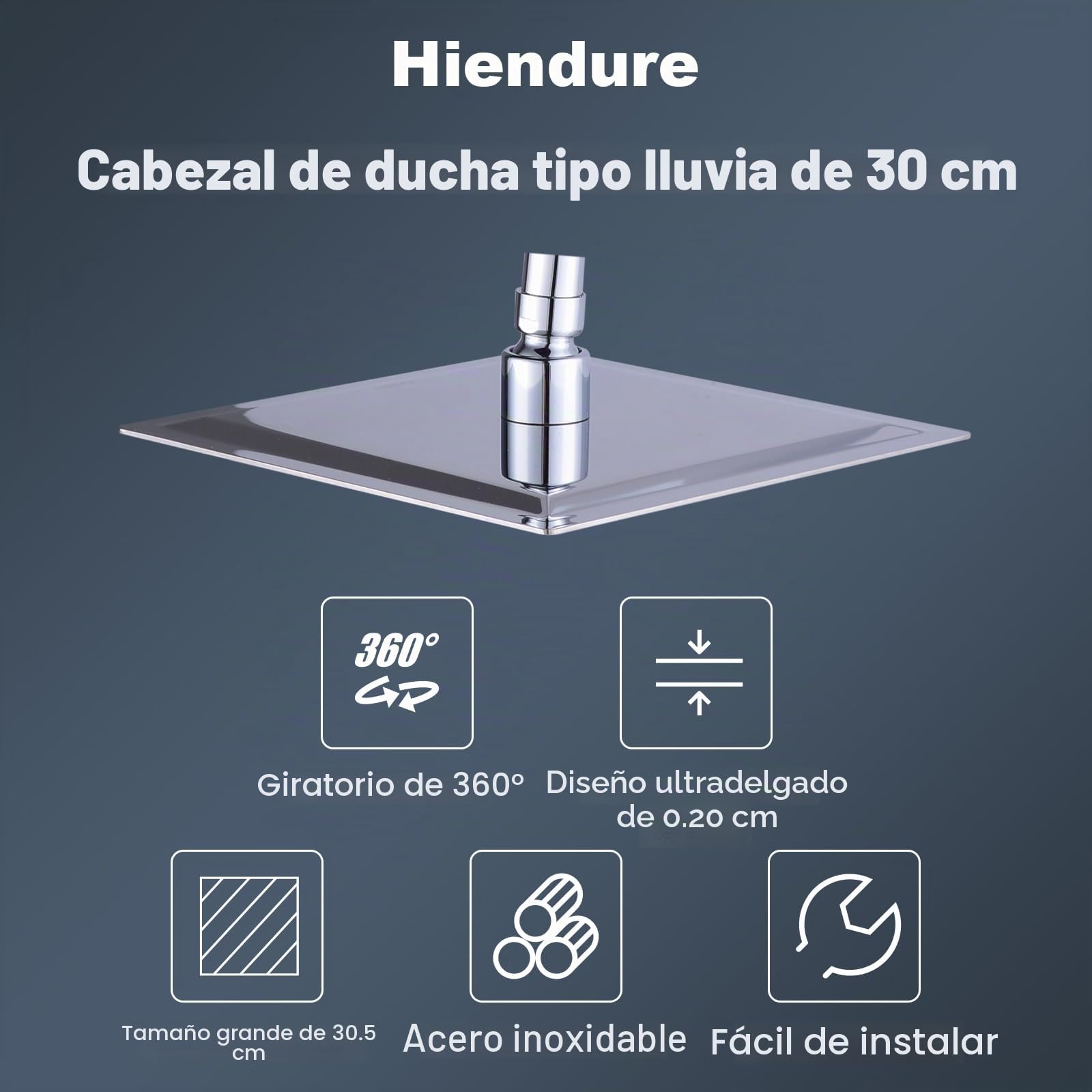 12 pulgadas Ducha lluvia Contemporáneo Efecto lluvia Acero Inoxidable Cromo