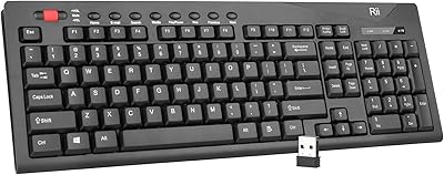 Rii Wireless Keyboard,2.4G Ergonomic Full-Size Computer Keyboard with Volume Roller,USB External Quieter Cordless Keyboard Compatible with Windows PC, Linux, Chrome, Mac